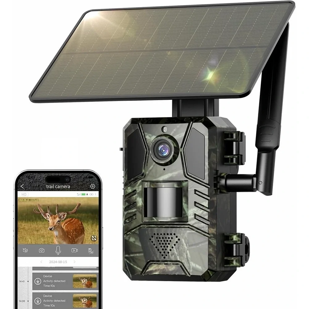 4G Cellular Trail‎ Camera Solar 2K HD Live View Night Vision Motion IP66